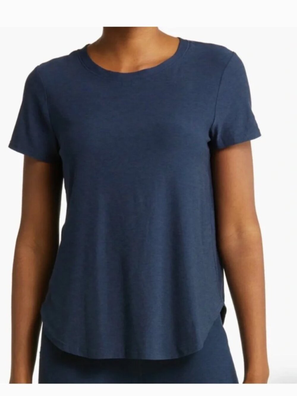 Beyond Yoga "On the Down Low" T-Shirt Nocturnal Navy Blue SZ L